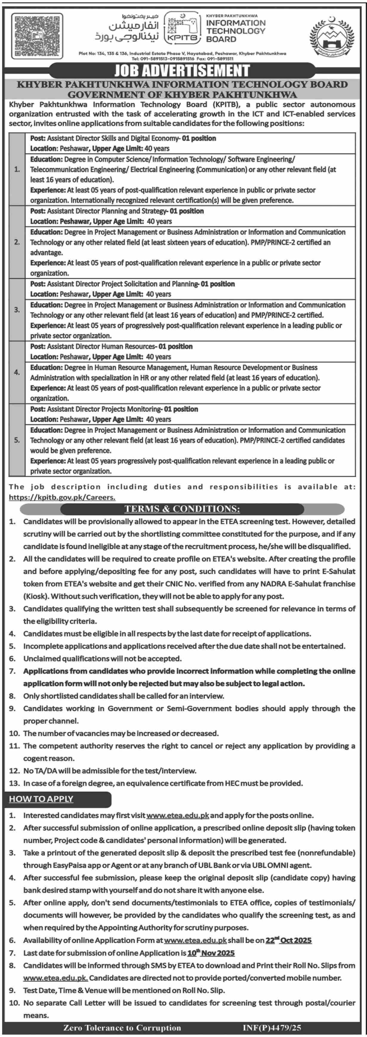 Khyber Pakhtunkhwa Information Technology Board Jobs